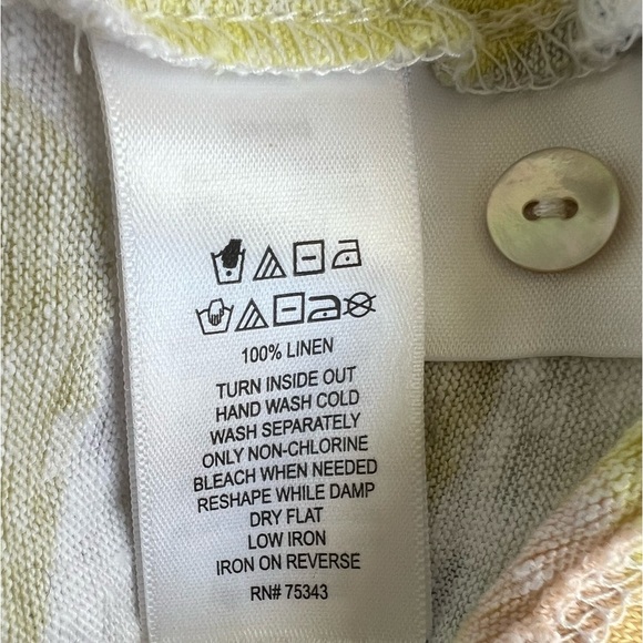 Women’s Rachel Zoe 100% Linen Floral Button Down the Back Short Sleeve Top Sz 1X - Picture 2 of 6